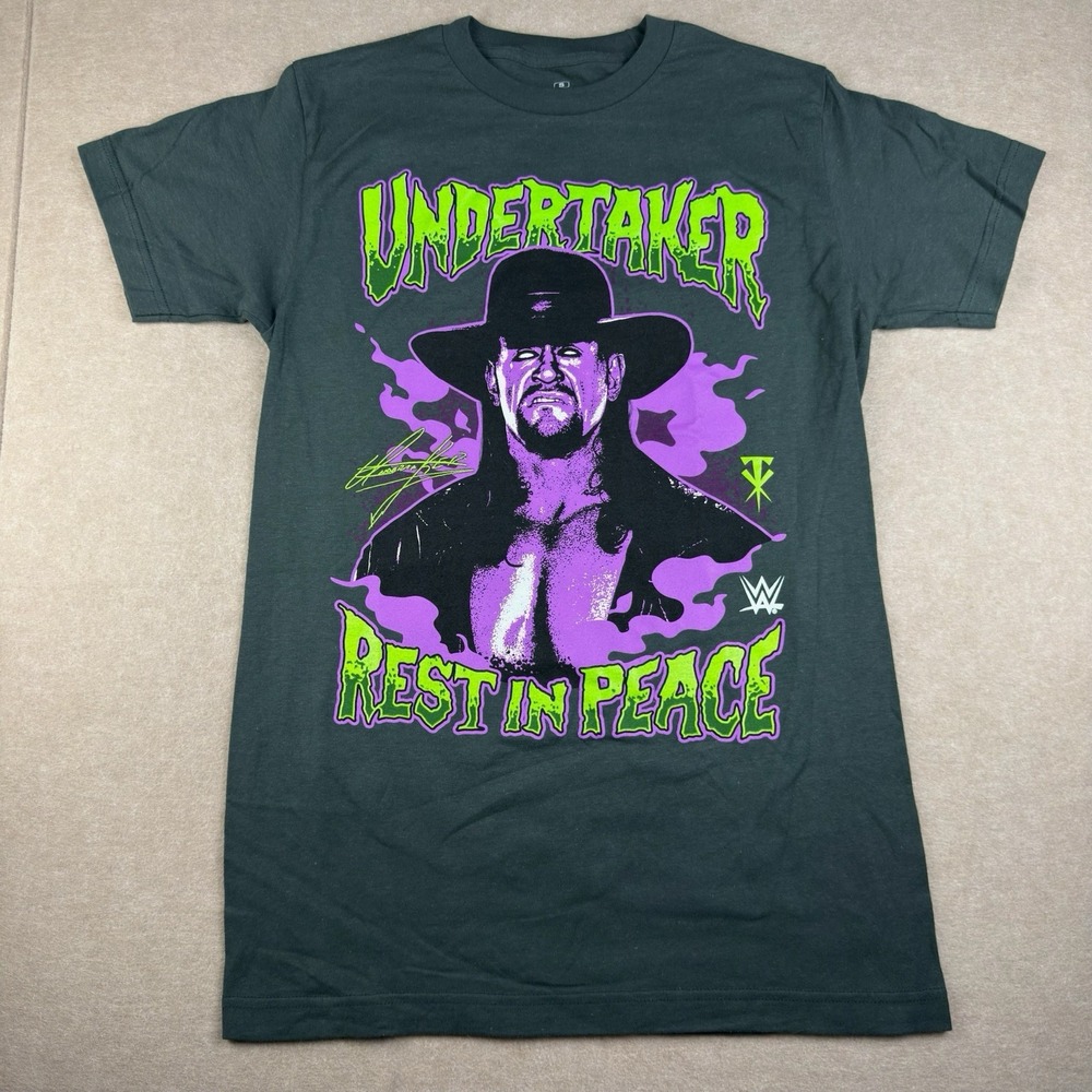 WWE T-Shirt Men's S Black Legends Undertaker Purple Rest In Peace Graphic Tee